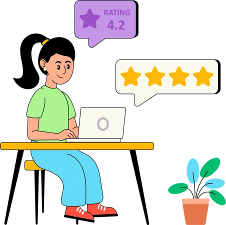 Employee viewing at Online Ratings  Illustration