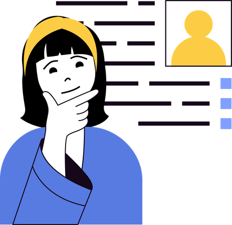 Employee viewing online profile account  Illustration