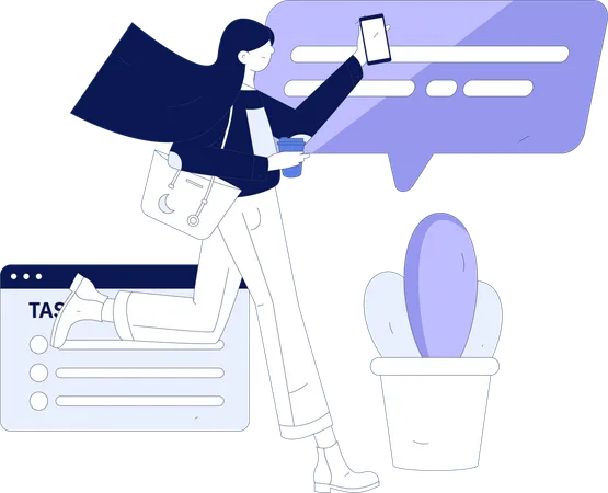 Employee viewing time in mobile  Illustration