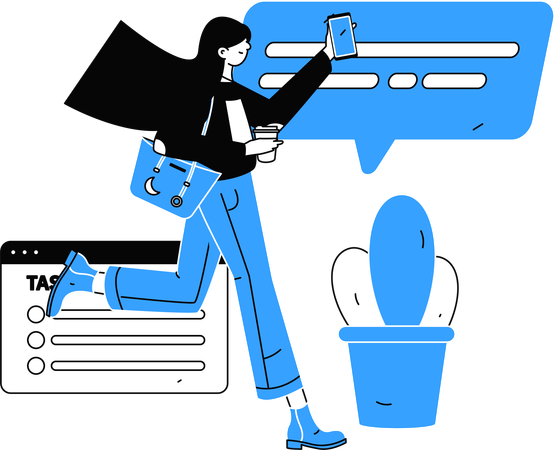 Employee viewing time in mobile  Illustration