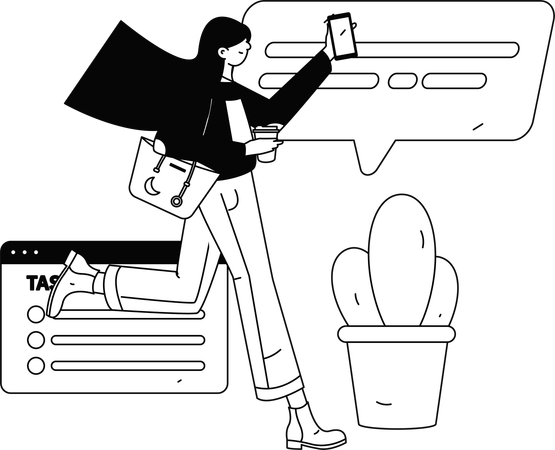 Employee viewing time in mobile  Illustration