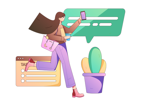 Employee viewing time in mobile  Illustration