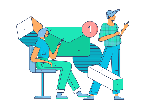Employee views at unread mails  Illustration