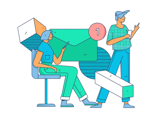 Employee views at unread mails  Illustration