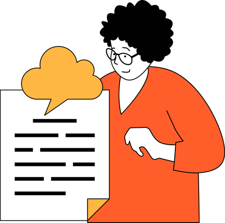 Employee views cloud document  Illustration