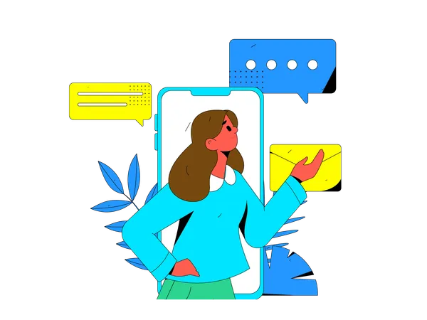 Employee views unread messages  Illustration