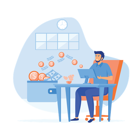 Employee visualizing revenue graph  Illustration