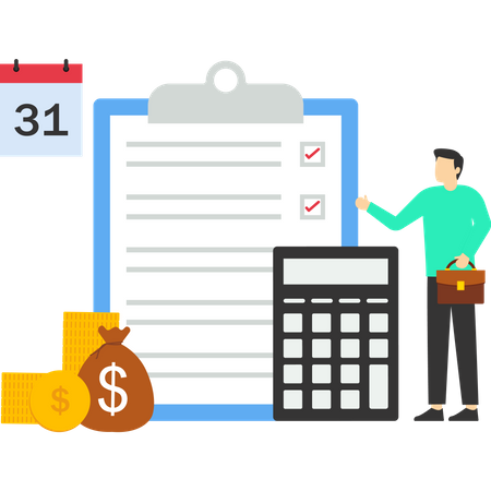 Employee wage payment calculation  Illustration