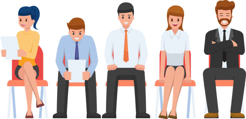 Employee waiting for interview Illustration