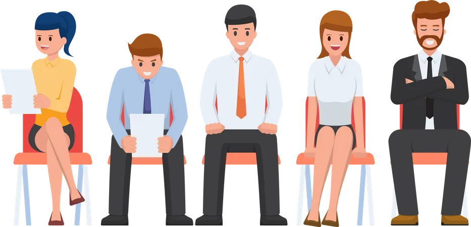 Business People Waiting For Job Interview Human Resources And Recruitment Job Concept Illustration