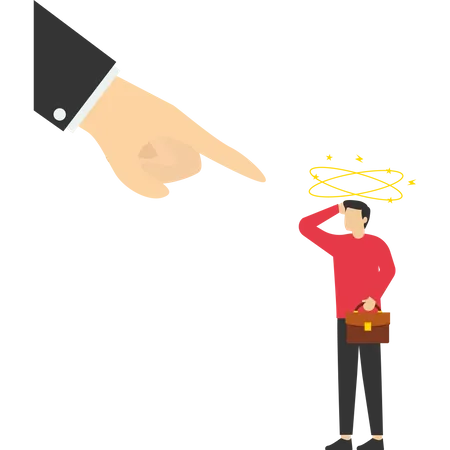 Employee Was Blamed By The Boss Until Headache Vector Illustration In Flat Style Illustration
