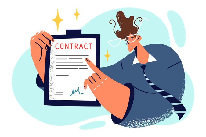 Employee with contract  Illustration
