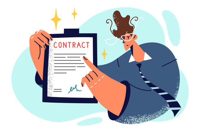 Employee with contract  Illustration