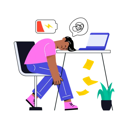 Employee with Emotional Burnout  Illustration