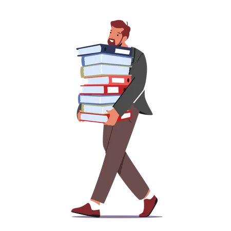 Employee With High Workload Illustration