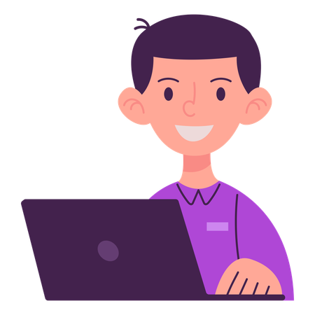 Employee With Laptop  Illustration