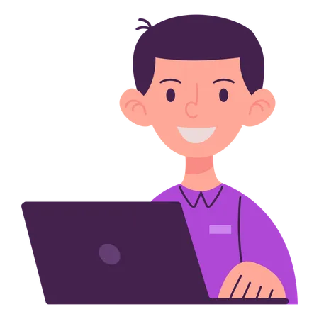 Employee With Laptop  Illustration