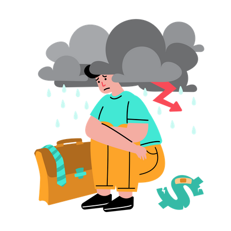 Employee with no job due to business crisis  Illustration