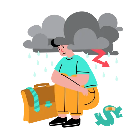 Employee with no job due to business crisis  Illustration