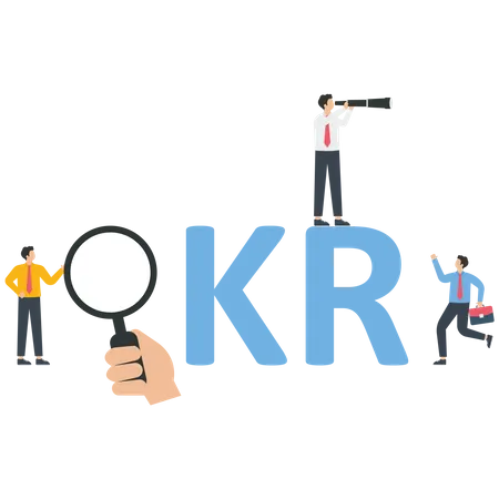 Employee with OKR target  Illustration