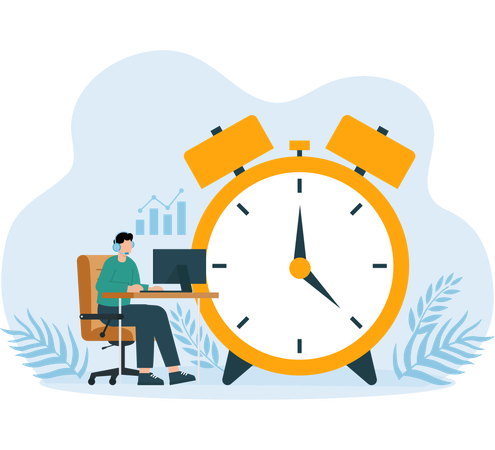 Employee Work according to deadline Alarm  Illustration