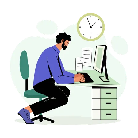 Employee work for Deadline achievement  Illustration