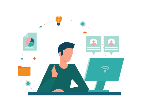 Employee work from home Illustration