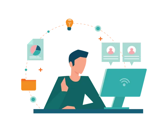 Employee work from home Illustration