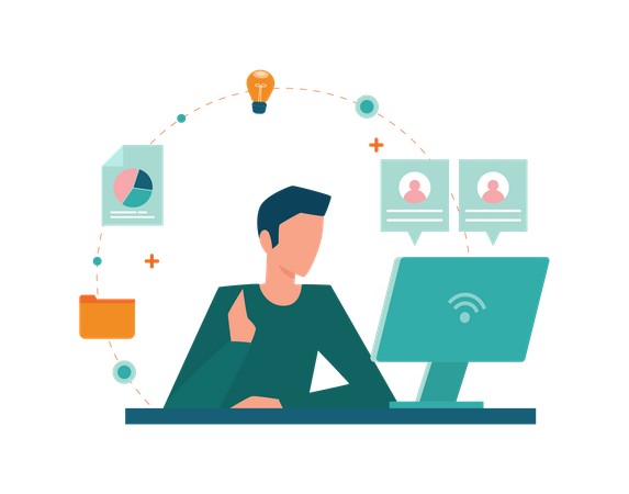 Employee work from home  Illustration