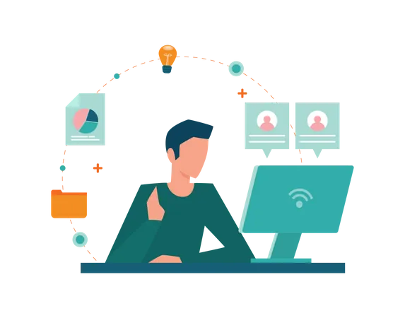 Employee work from home  Illustration