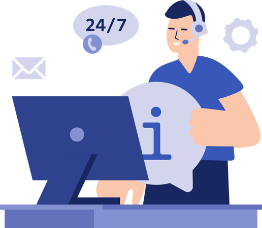 Employee working as customer support  Illustration