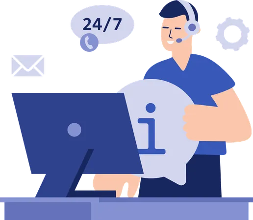 Employee working as customer support  Illustration