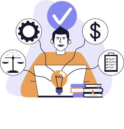Employee working as multiple job trainee  Illustration