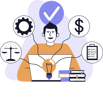 Employee working as multiple job trainee  Illustration