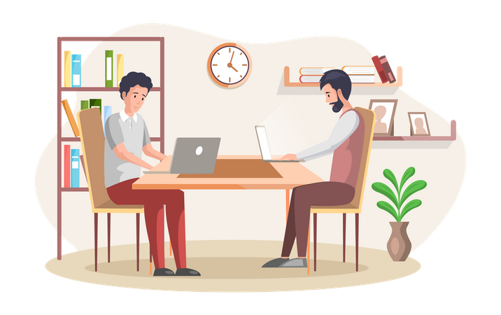 Employee working at office  Illustration