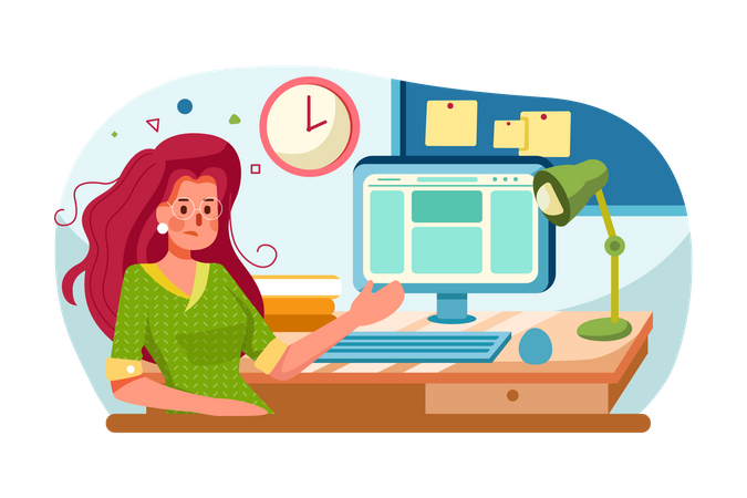 Employee Working Desk  Illustration