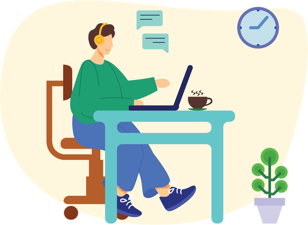 Employee Working From Home  Illustration