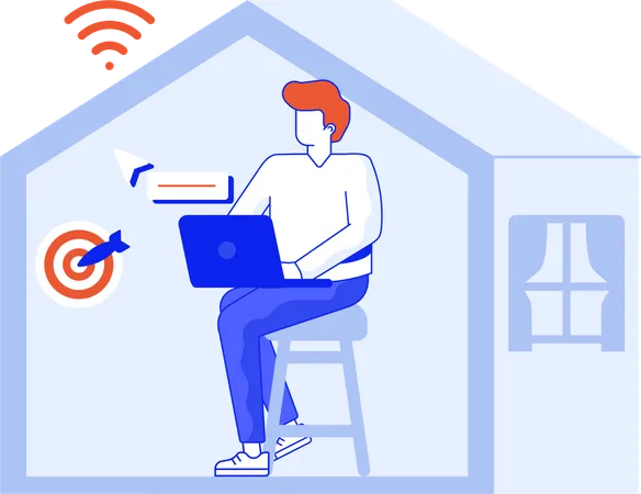 Employee Working From Home  Illustration