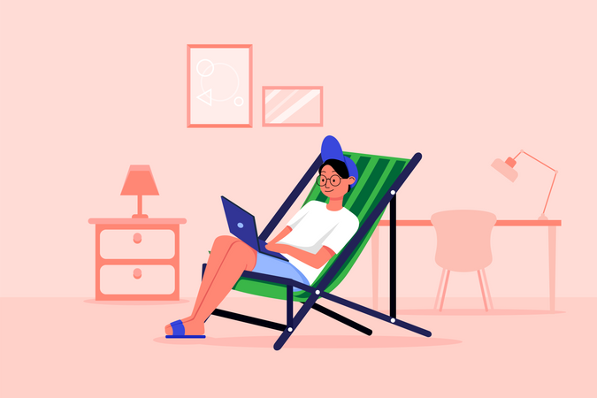 Employee Working From Home Illustration