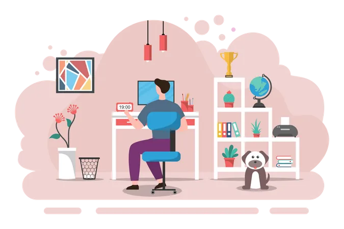 Employee working from home Illustration