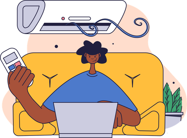 Employee working from home attending meetings  Illustration