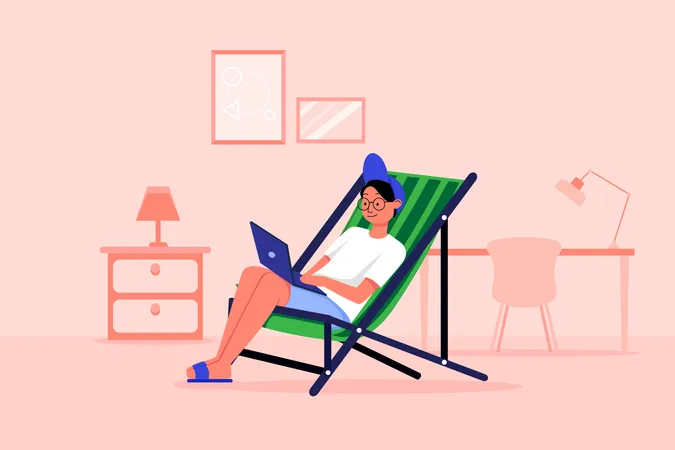 Employee Working From Home  Illustration