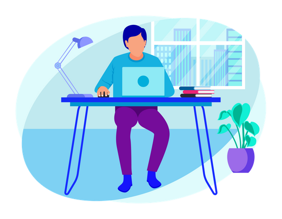 Employee working from home  Illustration