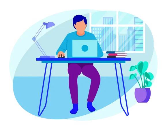 Employee working from home  Illustration