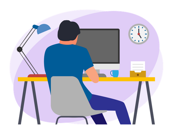 Employee working from home  Illustration