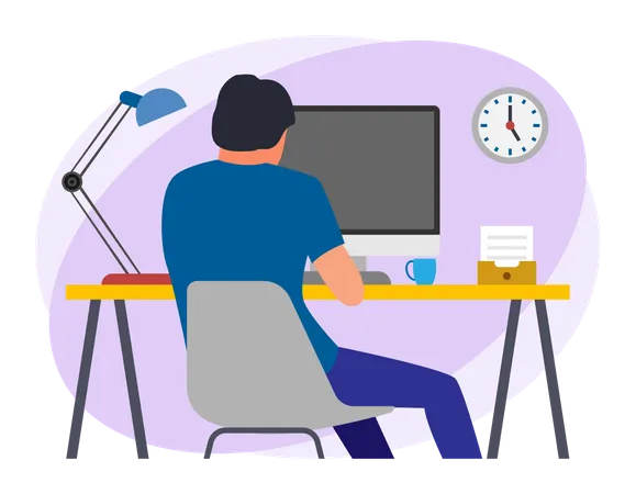 Employee working from home  Illustration