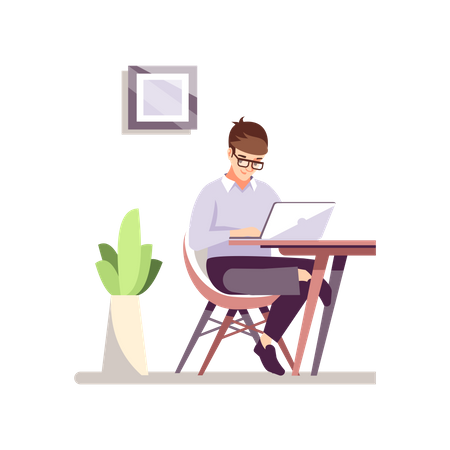 Employee Working From Home  Illustration