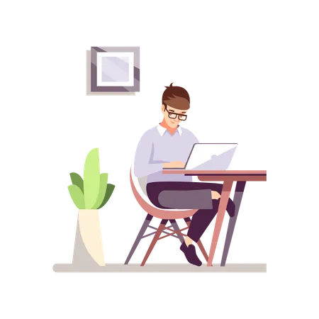 Employee Working From Home  Illustration