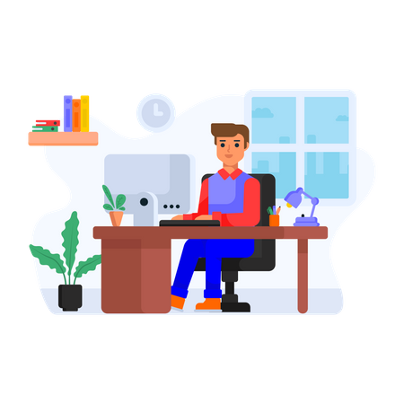 Employee working from home  Illustration