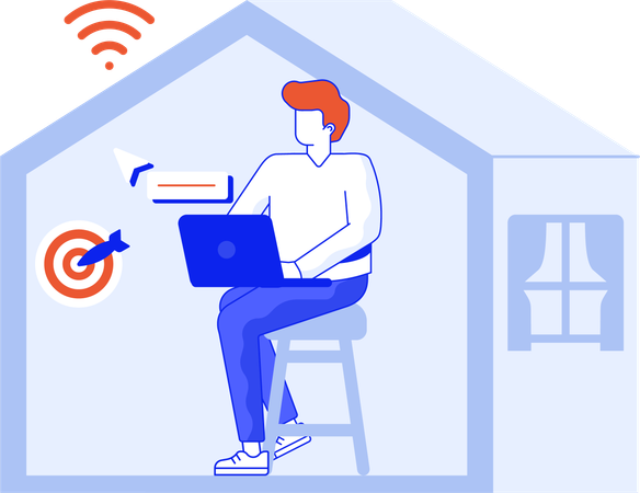 Employee Working From Home  Illustration